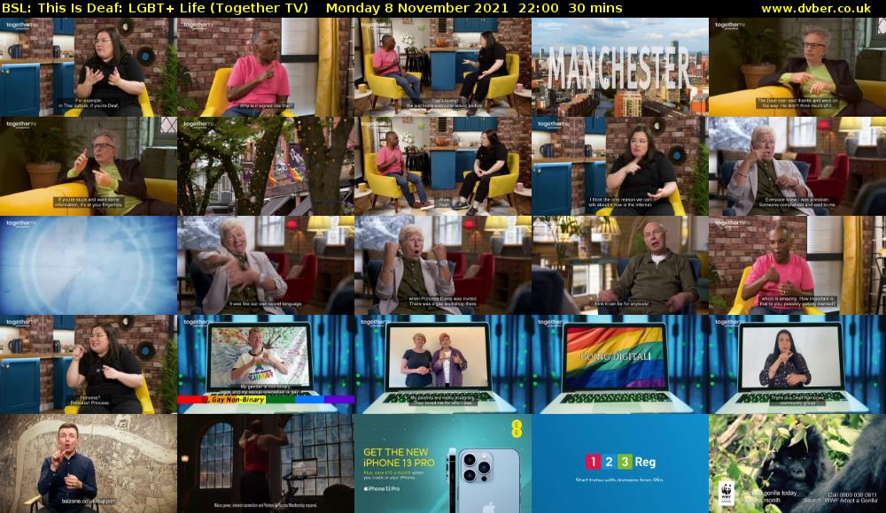 BSL: This Is Deaf: LGBT+ Life (Together TV) Monday 8 November 2021 22:00 - 22:30