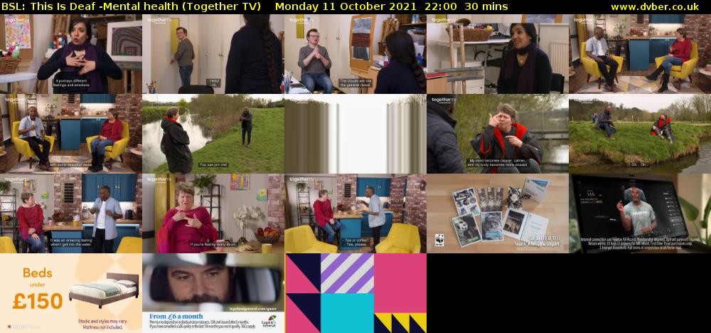BSL: This Is Deaf -Mental health (Together TV) Monday 11 October 2021 22:00 - 22:30