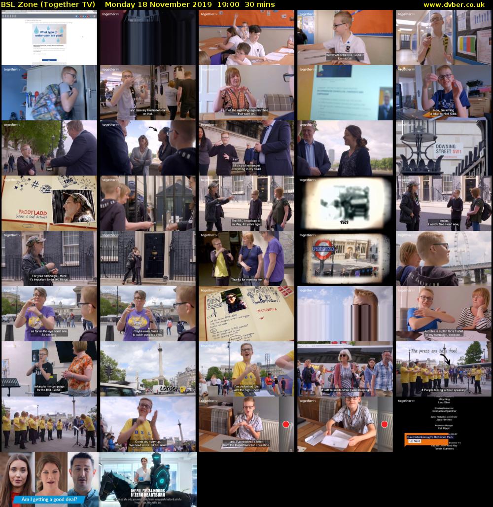 BSL Zone (Together TV) Monday 18 November 2019 19:00 - 19:30