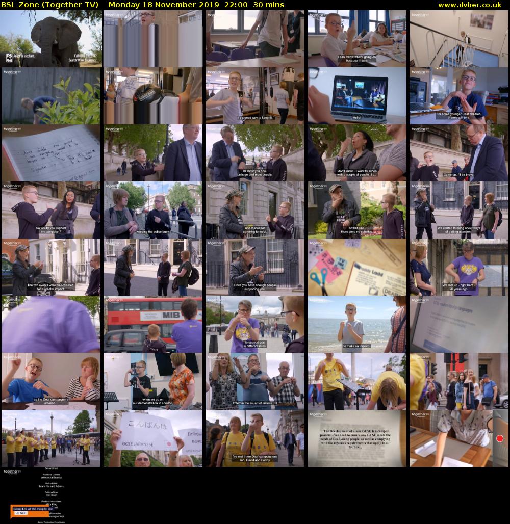 BSL Zone (Together TV) Monday 18 November 2019 22:00 - 22:30
