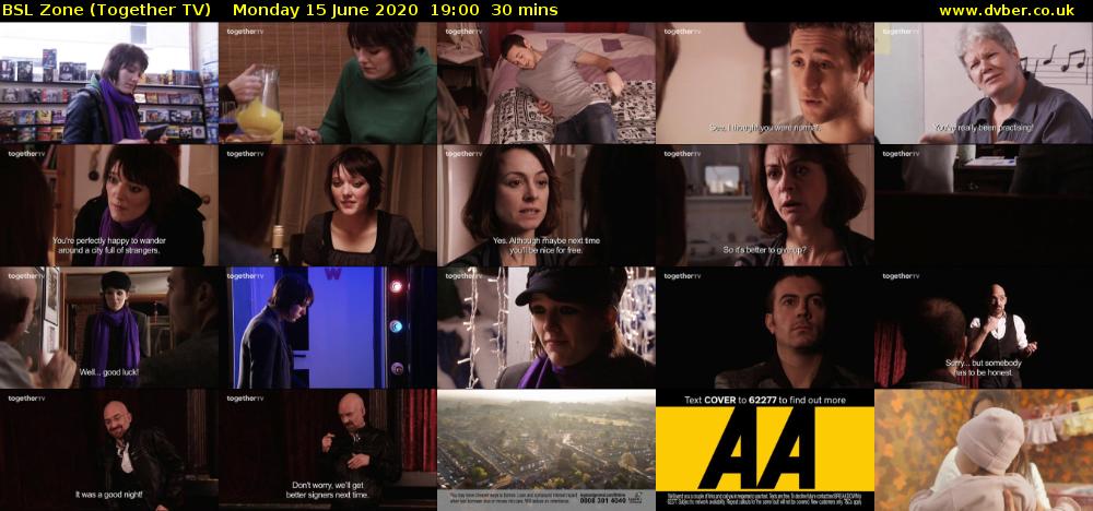 BSL Zone (Together TV) Monday 15 June 2020 19:00 - 19:30