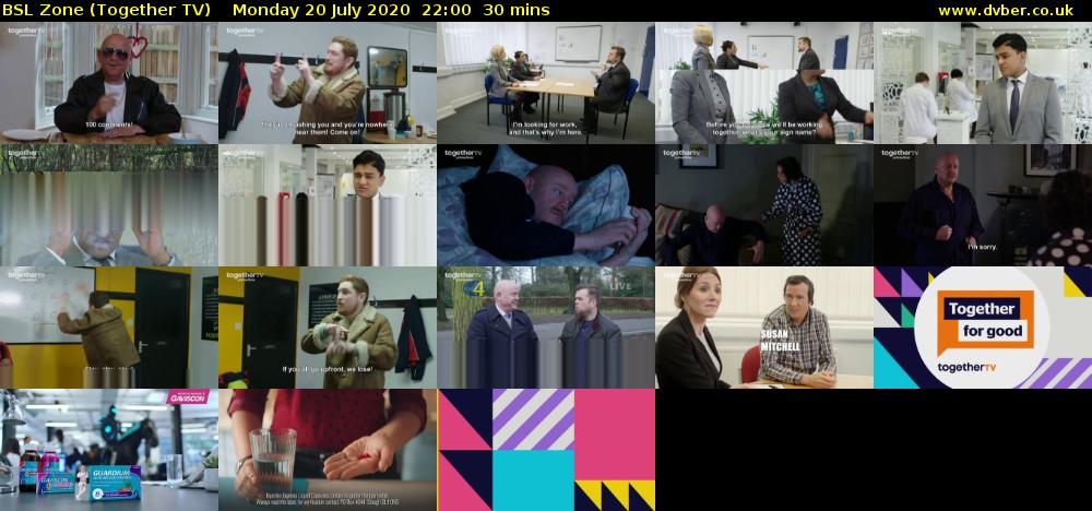 BSL Zone (Together TV) Monday 20 July 2020 22:00 - 22:30