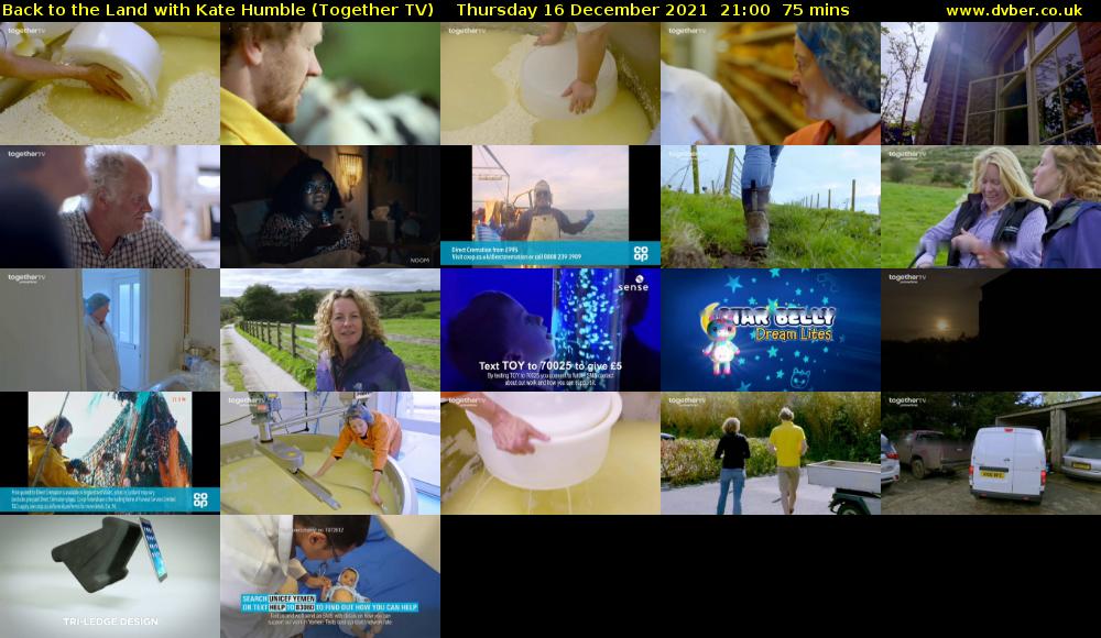 Back to the Land with Kate Humble (Together TV) Thursday 16 December 2021 21:00 - 22:15