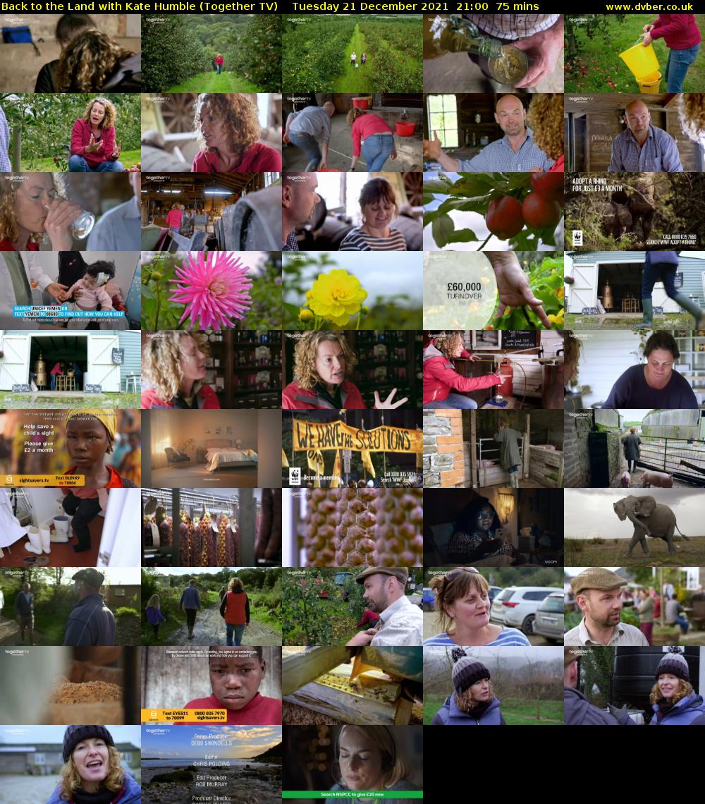 Back to the Land with Kate Humble (Together TV) Tuesday 21 December 2021 21:00 - 22:15