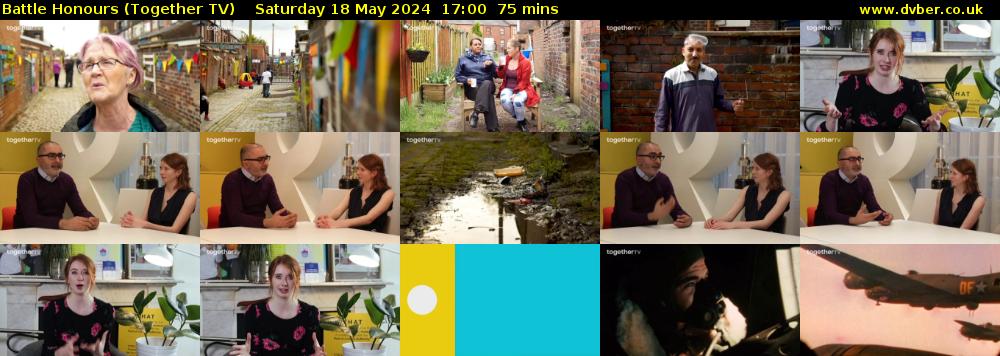 Battle Honours (Together TV) Saturday 18 May 2024 17:00 - 18:15