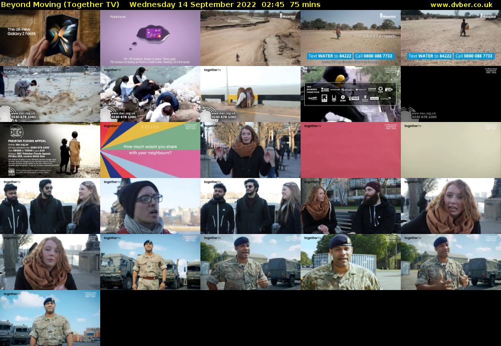 Beyond Moving (Together TV) Wednesday 14 September 2022 02:45 - 04:00