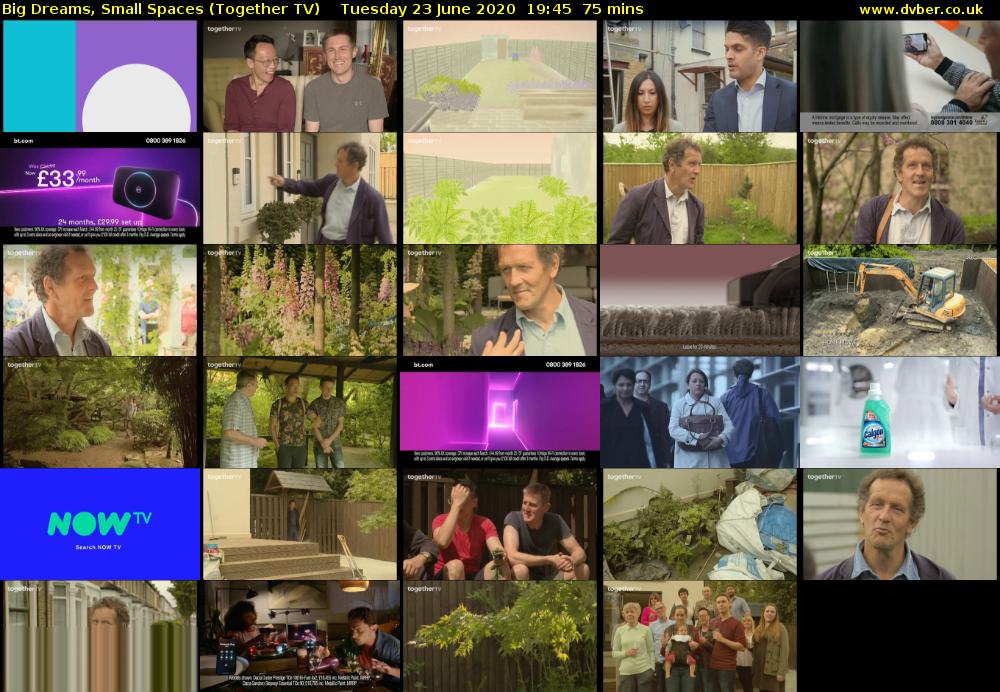 Big Dreams, Small Spaces (Together TV) Tuesday 23 June 2020 19:45 - 21:00
