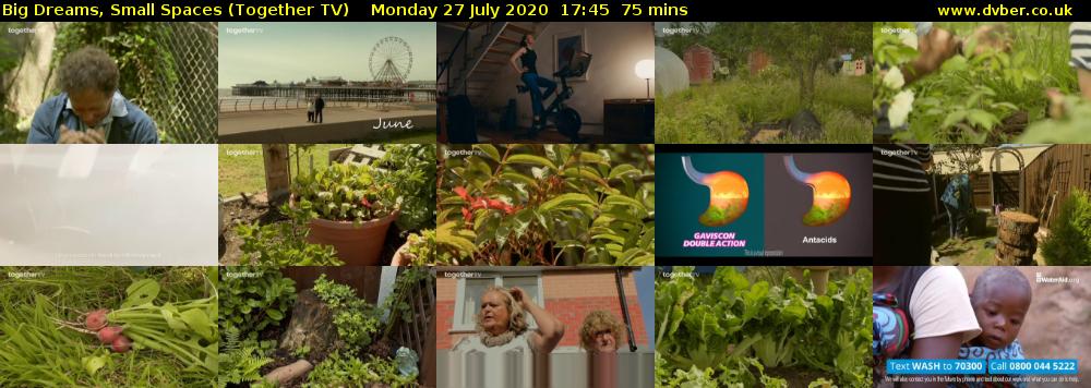 Big Dreams, Small Spaces (Together TV) Monday 27 July 2020 17:45 - 19:00