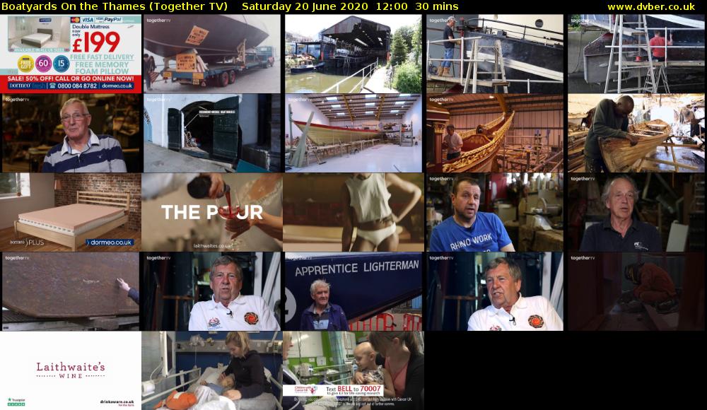 Boatyards On the Thames (Together TV) Saturday 20 June 2020 12:00 - 12:30