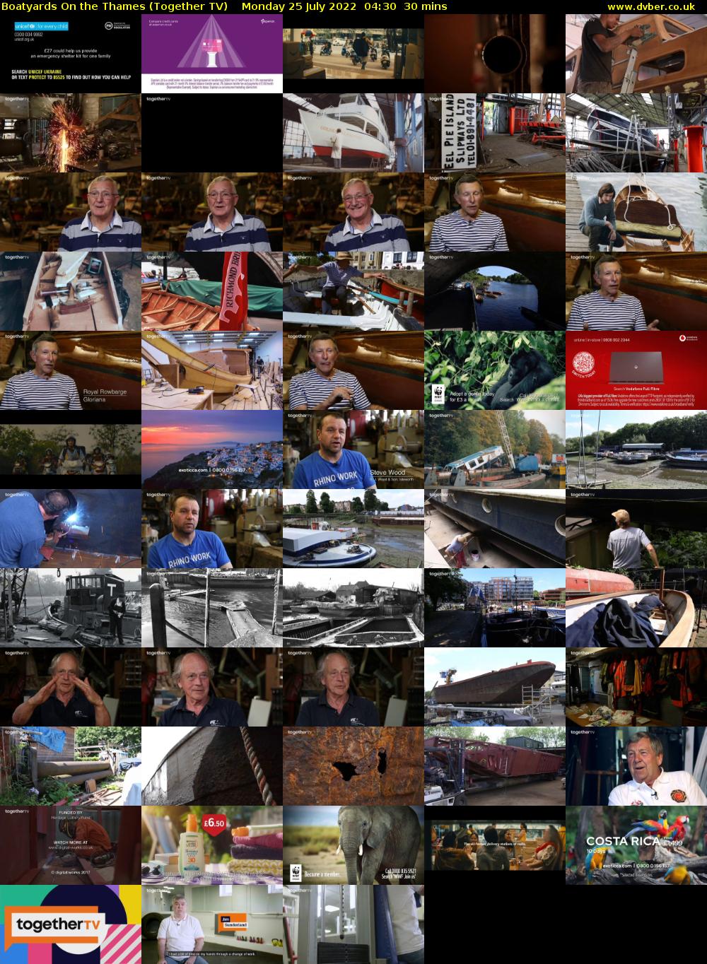 Boatyards On the Thames (Together TV) Monday 25 July 2022 04:30 - 05:00