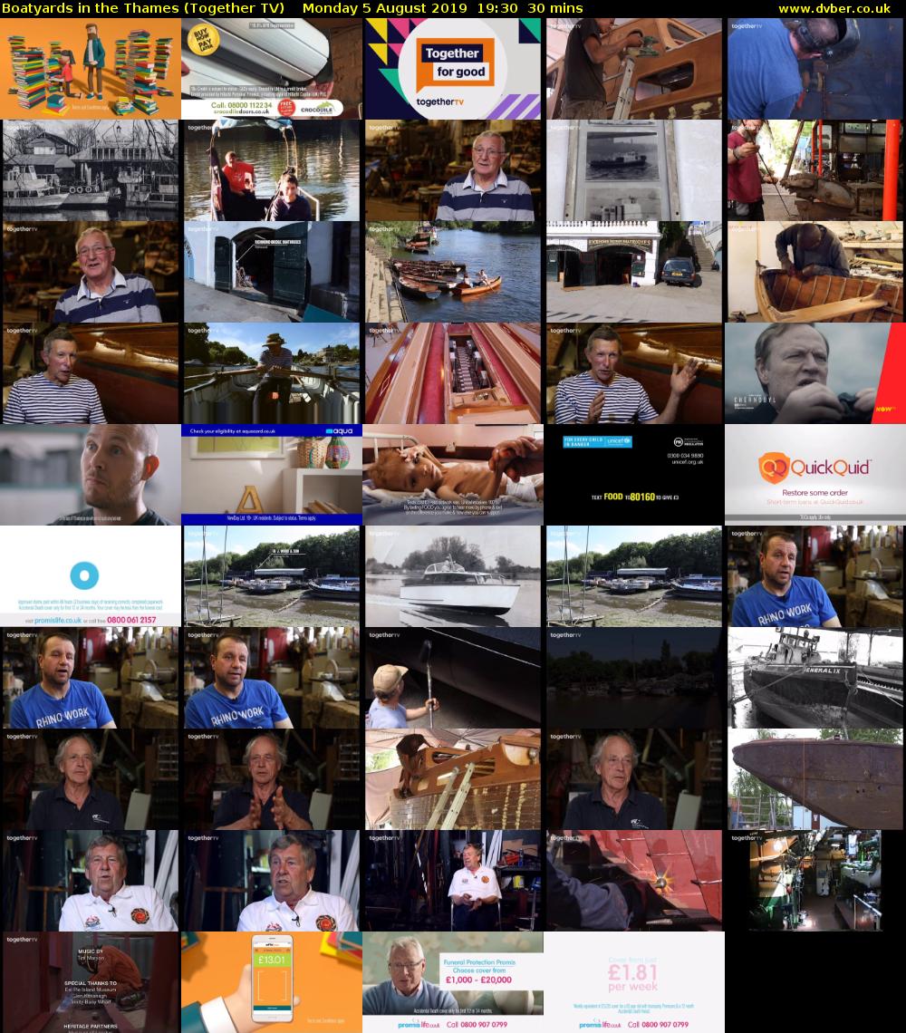 Boatyards in the Thames (Together TV) Monday 5 August 2019 19:30 - 20:00
