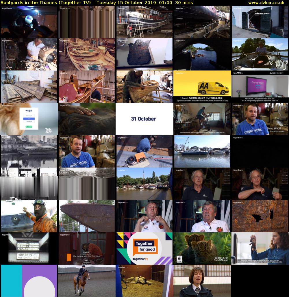Boatyards in the Thames (Together TV) Tuesday 15 October 2019 01:00 - 01:30