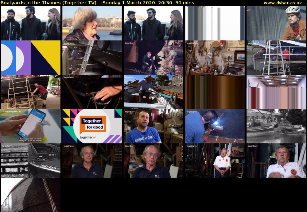 Boatyards in the Thames (Together TV) Sunday 1 March 2020 20:30 - 21:00