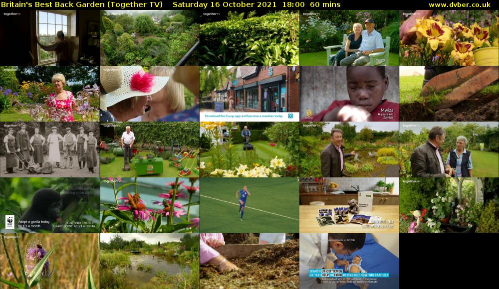 Britain's Best Back Garden (Together TV) Saturday 16 October 2021 18:00 - 19:00