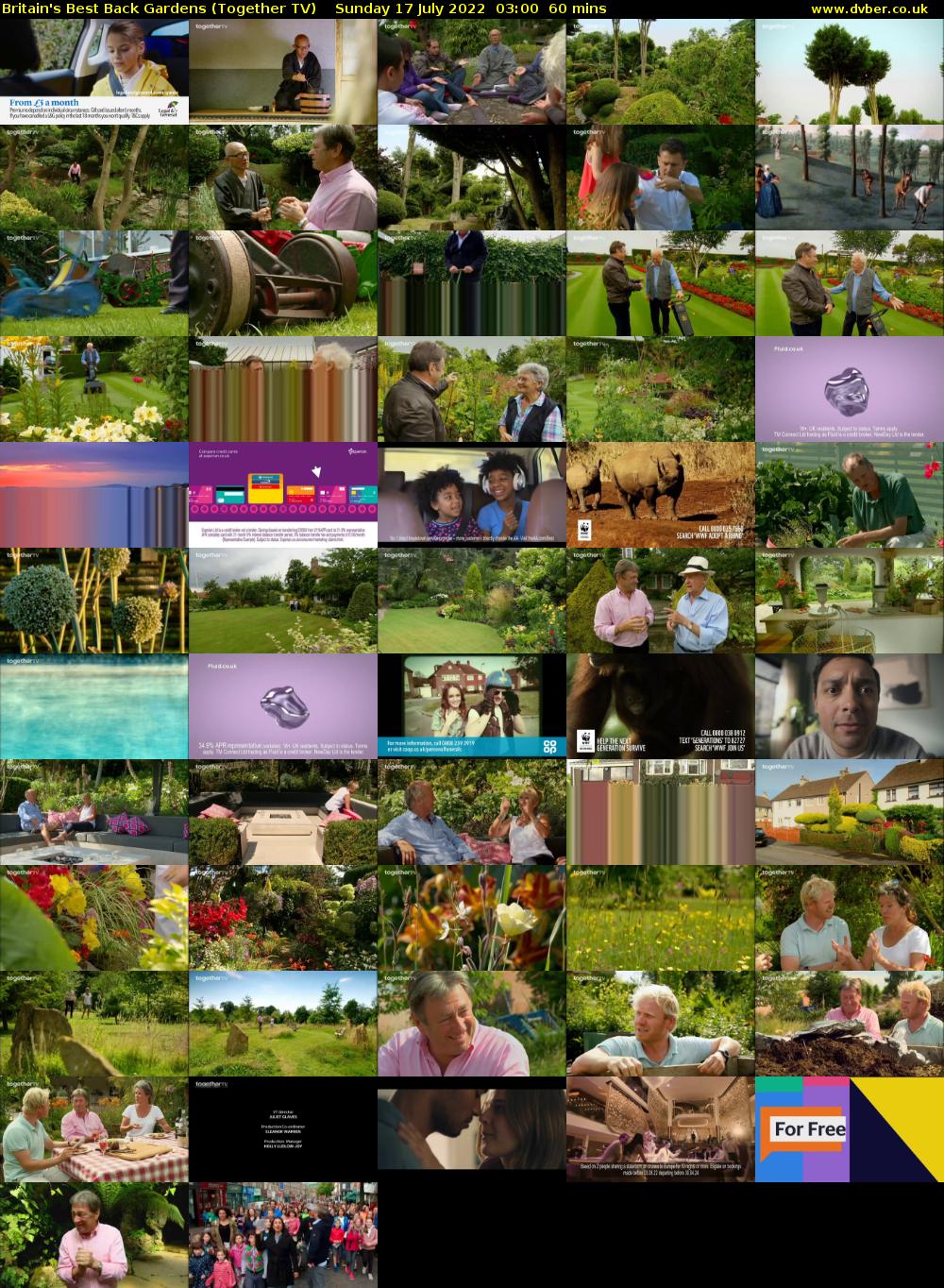 Britain's Best Back Gardens (Together TV) Sunday 17 July 2022 03:00 - 04:00