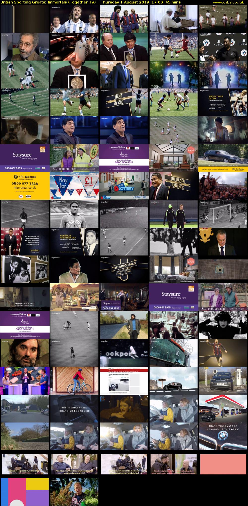 British Sporting Greats: Immortals (Together TV) Thursday 1 August 2019 17:00 - 17:45