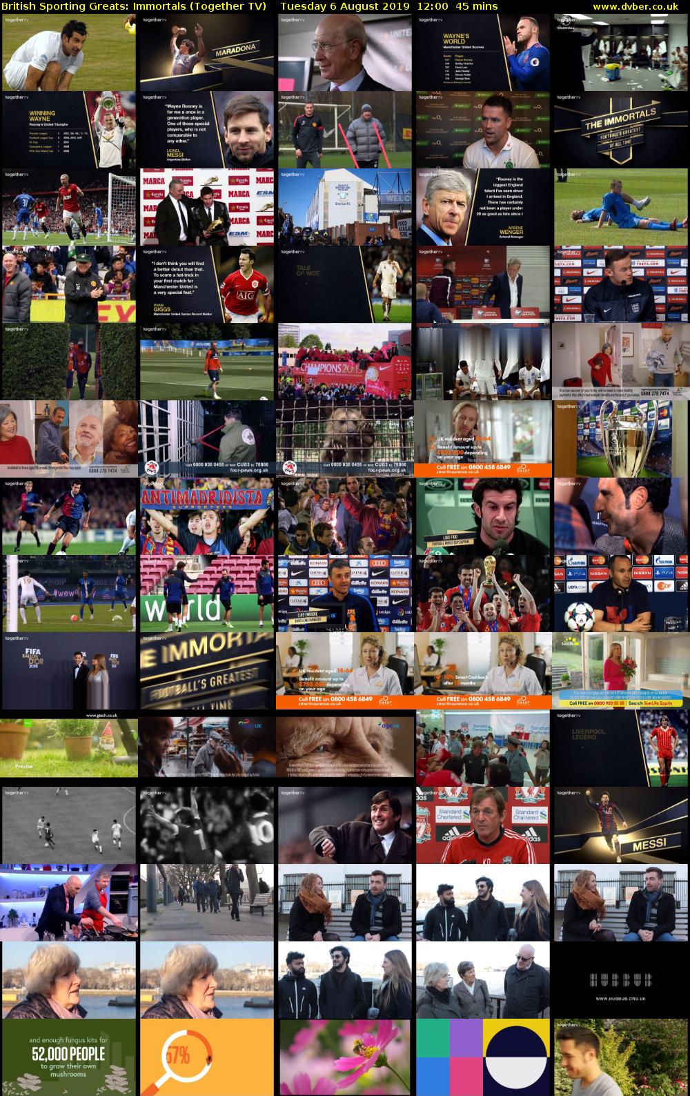 British Sporting Greats: Immortals (Together TV) Tuesday 6 August 2019 12:00 - 12:45
