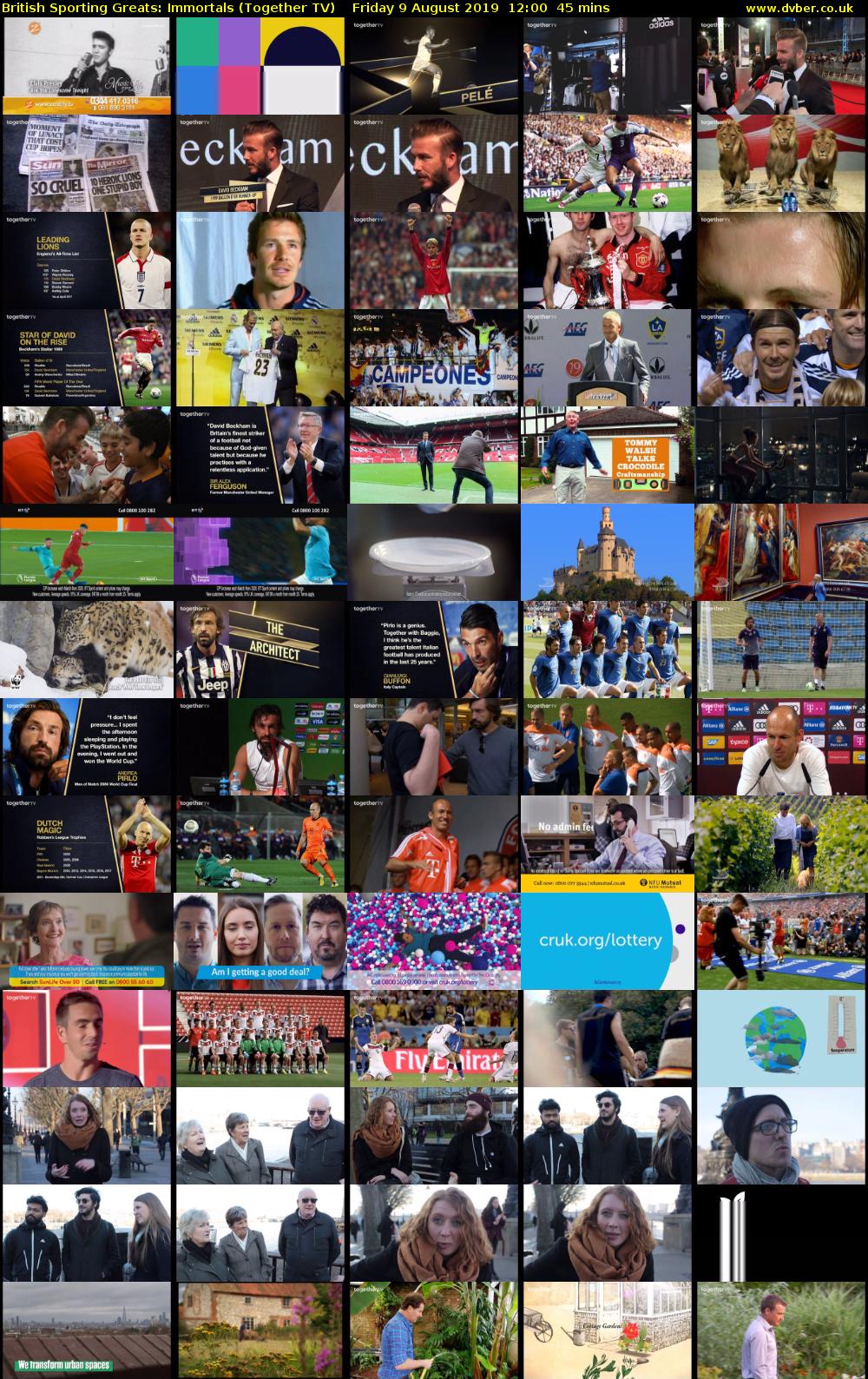 British Sporting Greats: Immortals (Together TV) Friday 9 August 2019 12:00 - 12:45