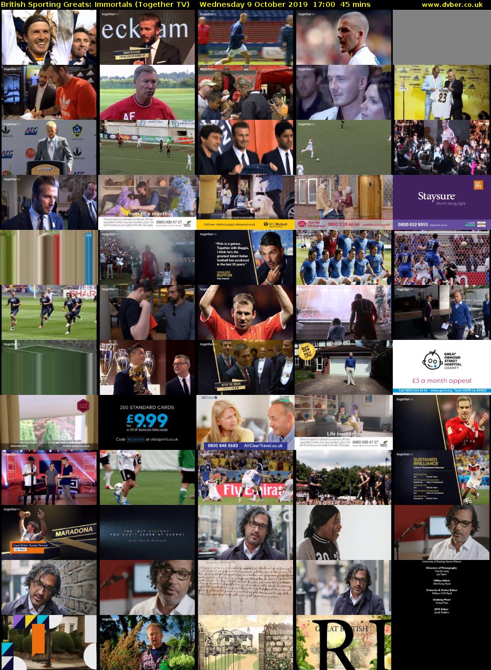 British Sporting Greats: Immortals (Together TV) Wednesday 9 October 2019 17:00 - 17:45