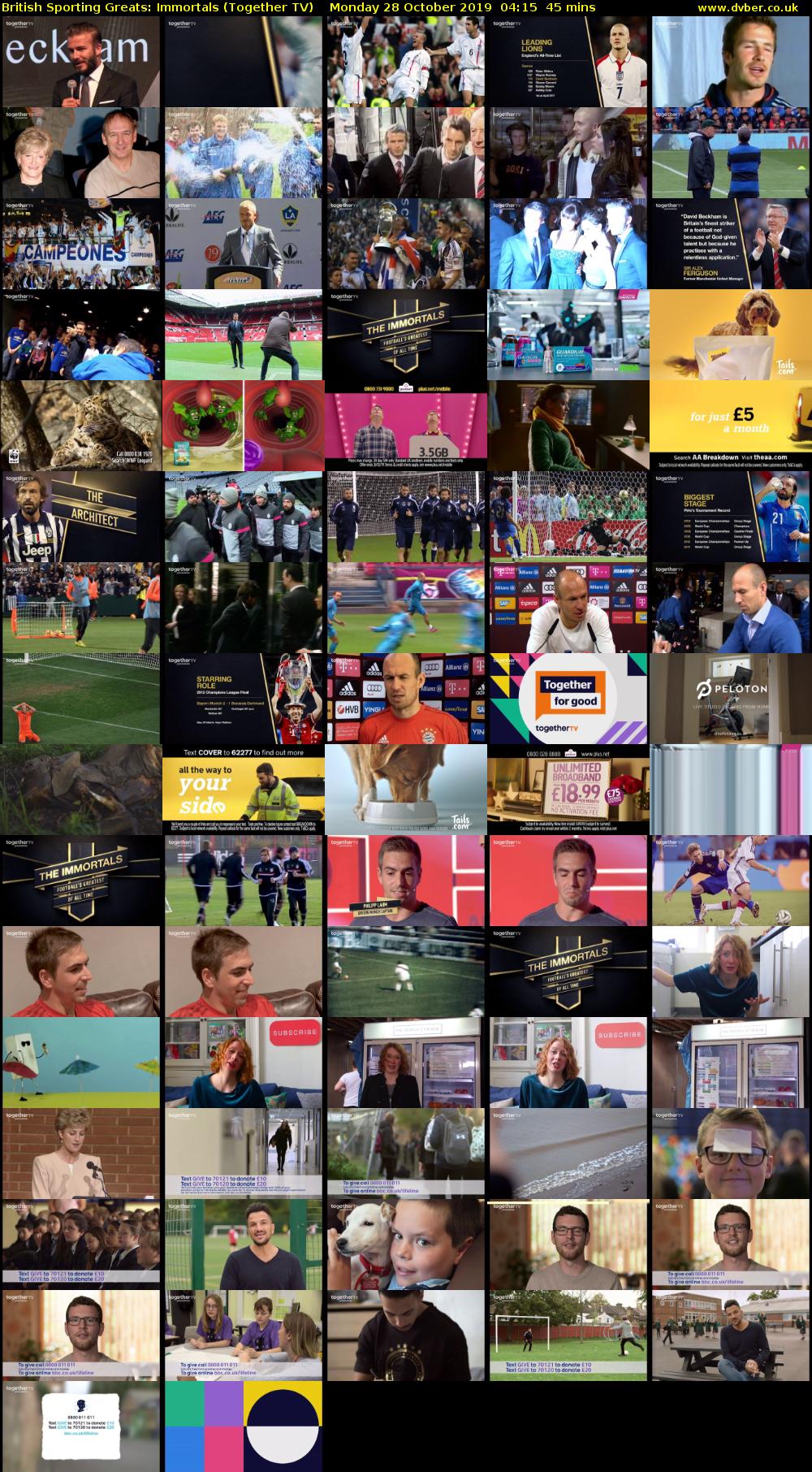 British Sporting Greats: Immortals (Together TV) Monday 28 October 2019 04:15 - 05:00