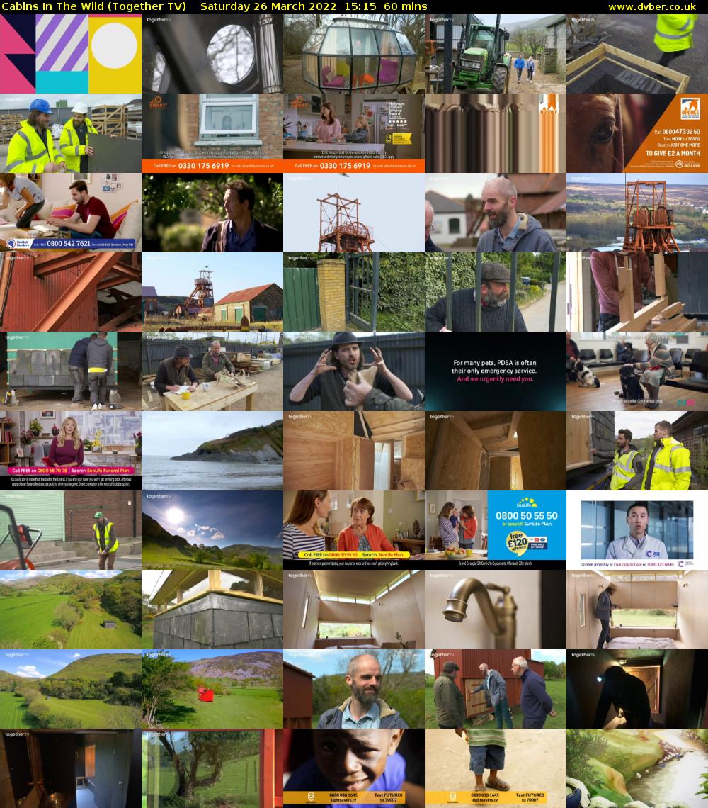 Cabins In The Wild (Together TV) Saturday 26 March 2022 15:15 - 16:15