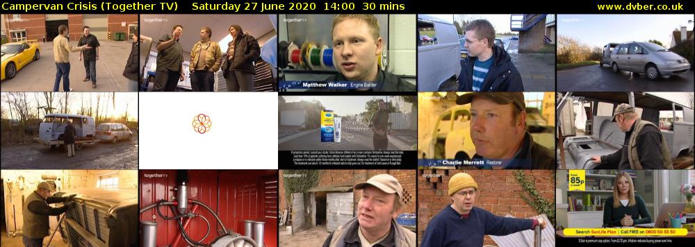 Campervan Crisis (Together TV) Saturday 27 June 2020 14:00 - 14:30