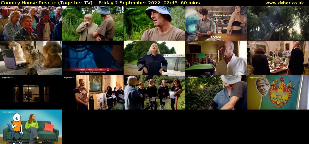 Country House Rescue (Together TV) Friday 2 September 2022 02:45 - 03:45