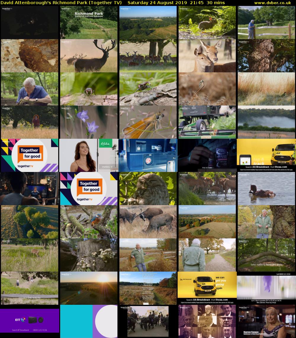 David Attenborough's Richmond Park (Together TV) Saturday 24 August 2019 21:45 - 22:15