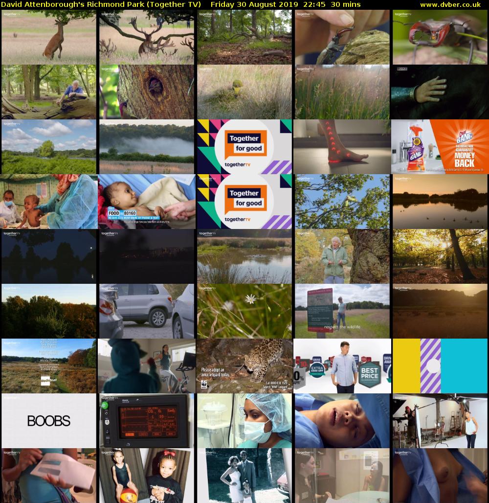 David Attenborough's Richmond Park (Together TV) Friday 30 August 2019 22:45 - 23:15