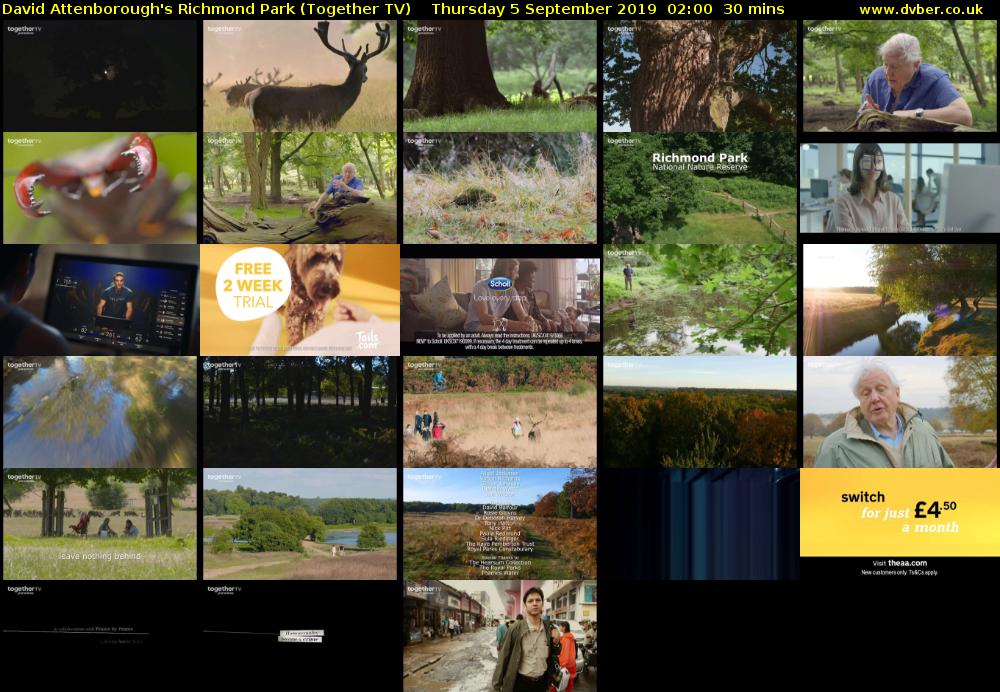 David Attenborough's Richmond Park (Together TV) Thursday 5 September 2019 02:00 - 02:30