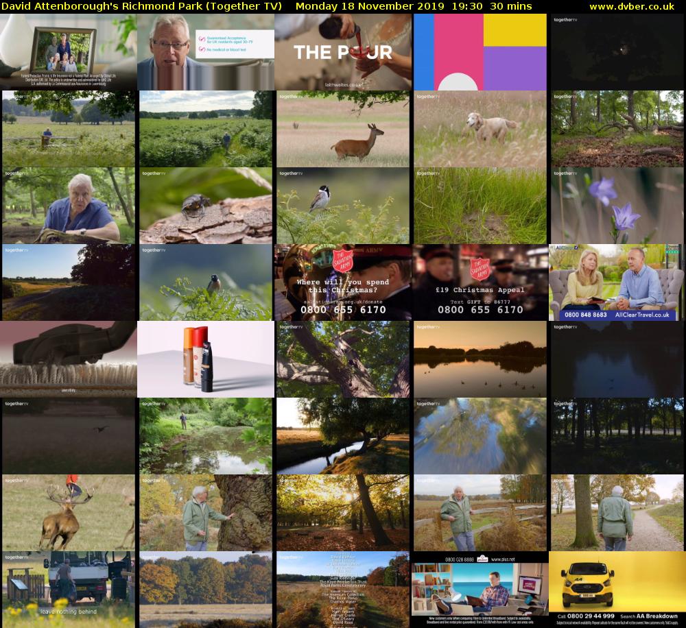 David Attenborough's Richmond Park (Together TV) Monday 18 November 2019 19:30 - 20:00