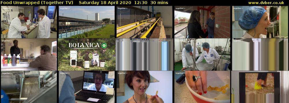 Food Unwrapped (Together TV) Saturday 18 April 2020 12:30 - 13:00