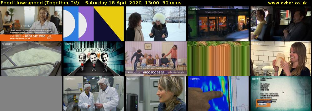 Food Unwrapped (Together TV) Saturday 18 April 2020 13:00 - 13:30
