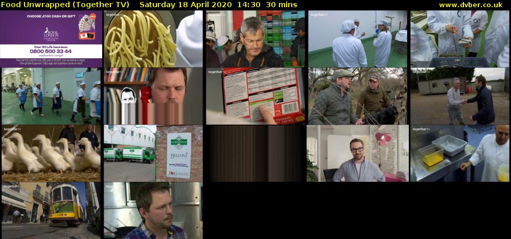 Food Unwrapped (Together TV) Saturday 18 April 2020 14:30 - 15:00
