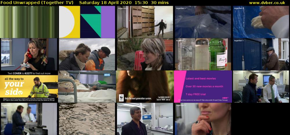 Food Unwrapped (Together TV) Saturday 18 April 2020 15:30 - 16:00