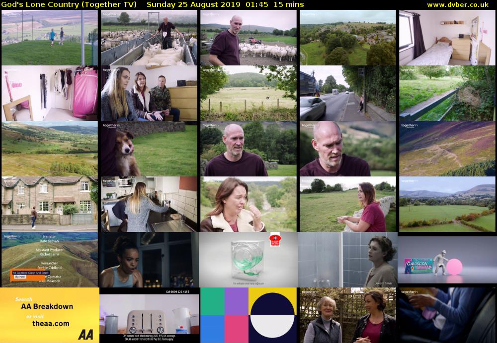 God's Lone Country (Together TV) Sunday 25 August 2019 01:45 - 02:00