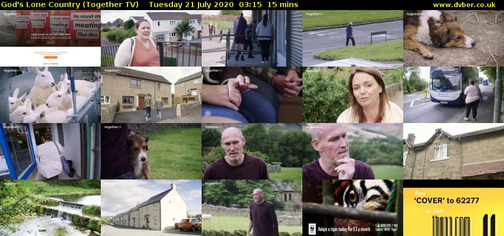 God's Lone Country (Together TV) Tuesday 21 July 2020 03:15 - 03:30