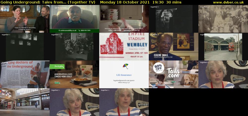 Going Underground: Tales from... (Together TV) Monday 18 October 2021 19:30 - 20:00