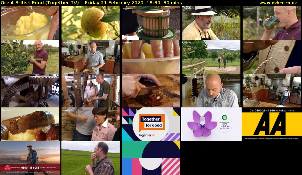 Great British Food (Together TV) Friday 21 February 2020 18:30 - 19:00
