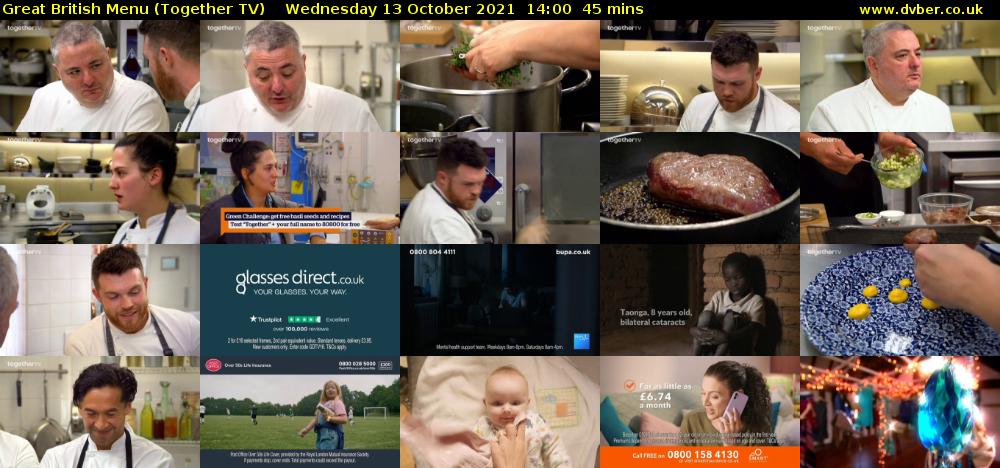 Great British Menu (Together TV) Wednesday 13 October 2021 14:00 - 14:45
