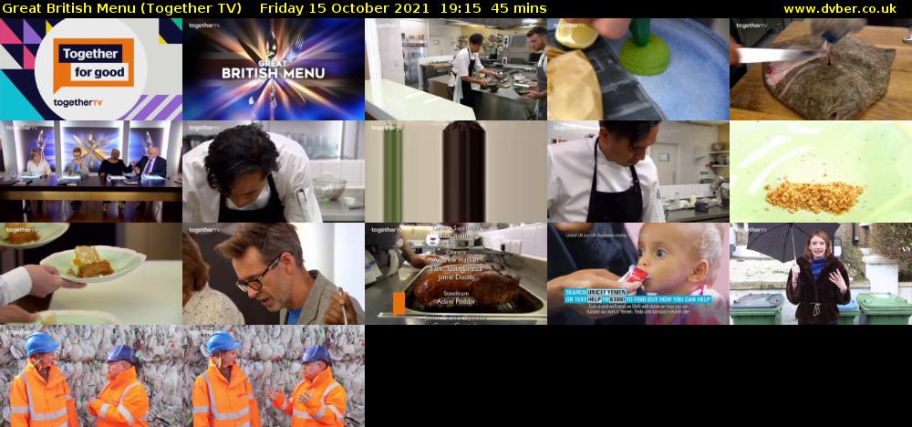 Great British Menu (Together TV) Friday 15 October 2021 19:15 - 20:00