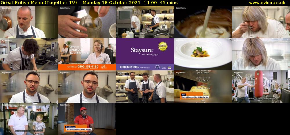 Great British Menu (Together TV) Monday 18 October 2021 14:00 - 14:45