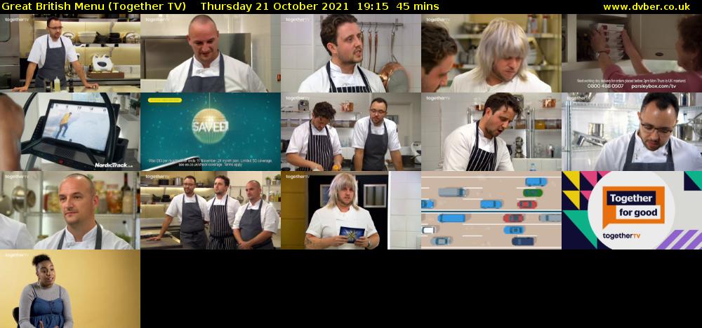 Great British Menu (Together TV) Thursday 21 October 2021 19:15 - 20:00