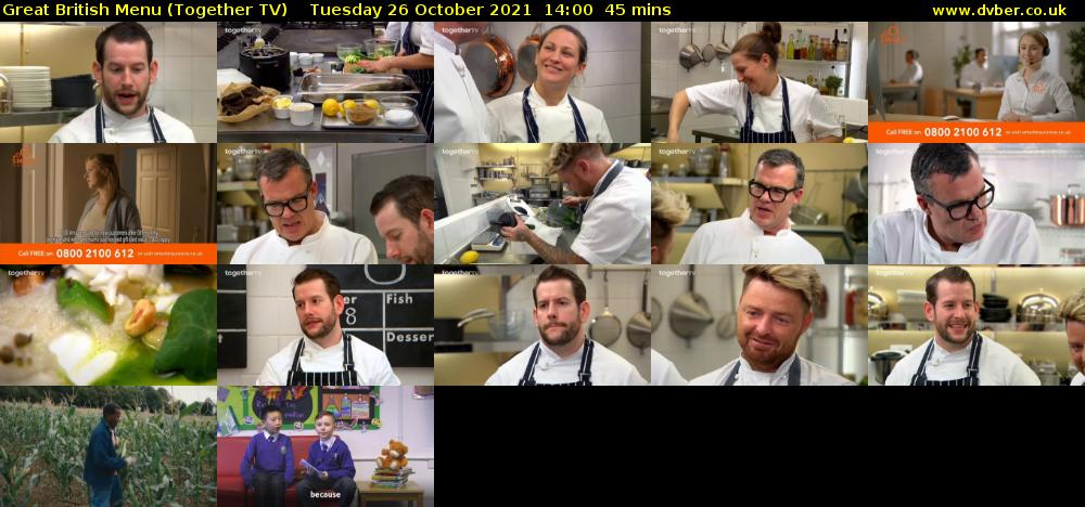 Great British Menu (Together TV) Tuesday 26 October 2021 14:00 - 14:45