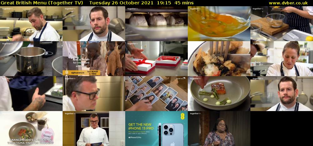 Great British Menu (Together TV) Tuesday 26 October 2021 19:15 - 20:00