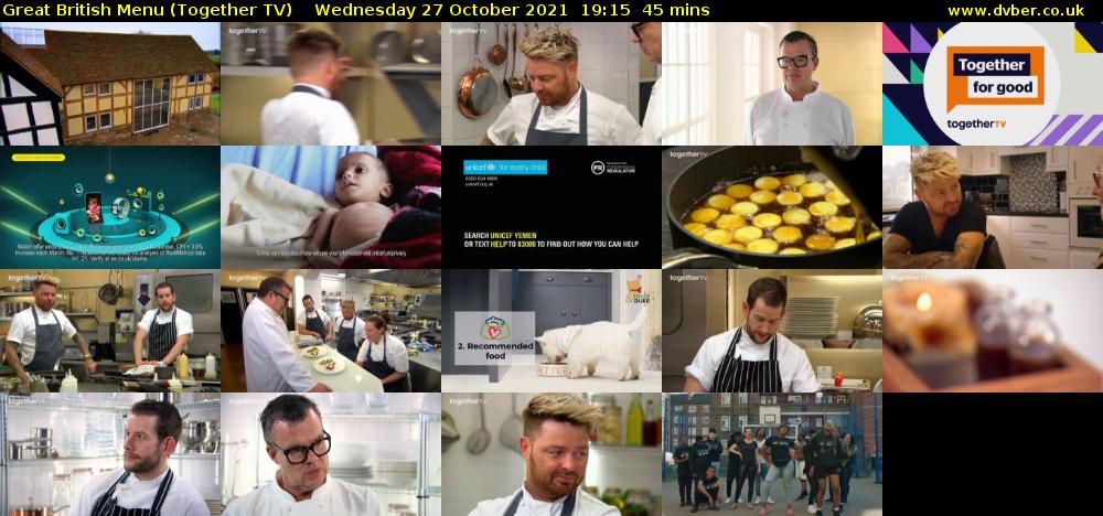 Great British Menu (Together TV) Wednesday 27 October 2021 19:15 - 20:00