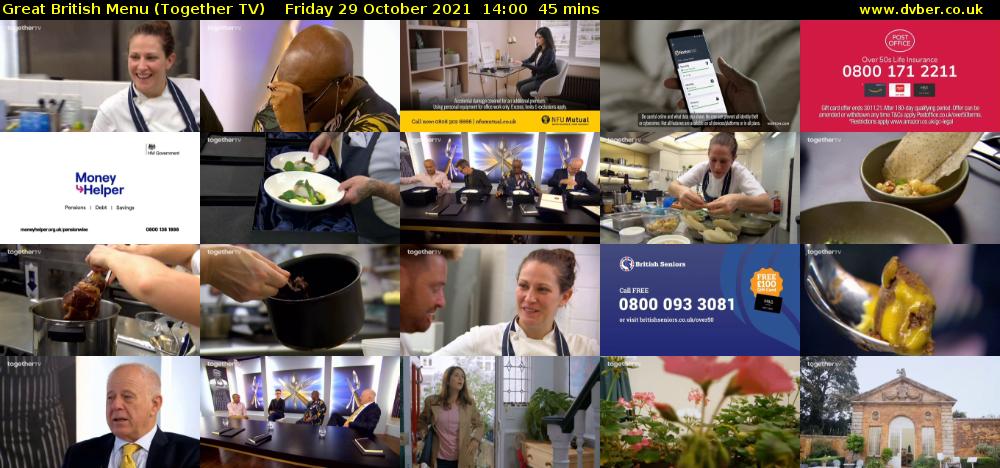 Great British Menu (Together TV) Friday 29 October 2021 14:00 - 14:45