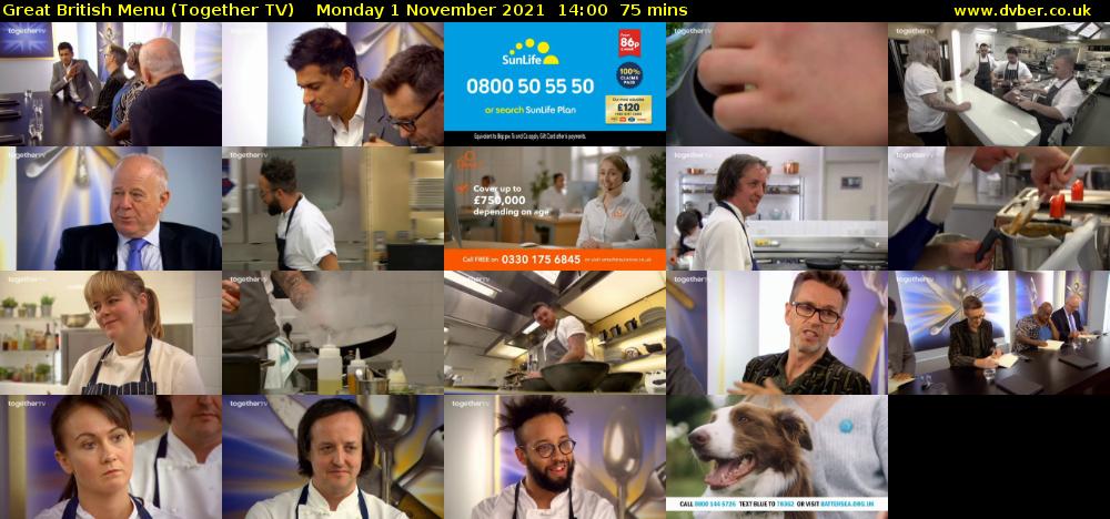 Great British Menu (Together TV) Monday 1 November 2021 14:00 - 15:15