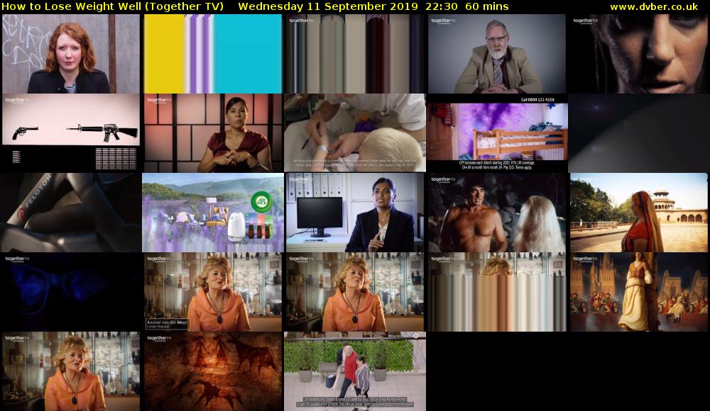 How to Lose Weight Well (Together TV) Wednesday 11 September 2019 22:30 - 23:30