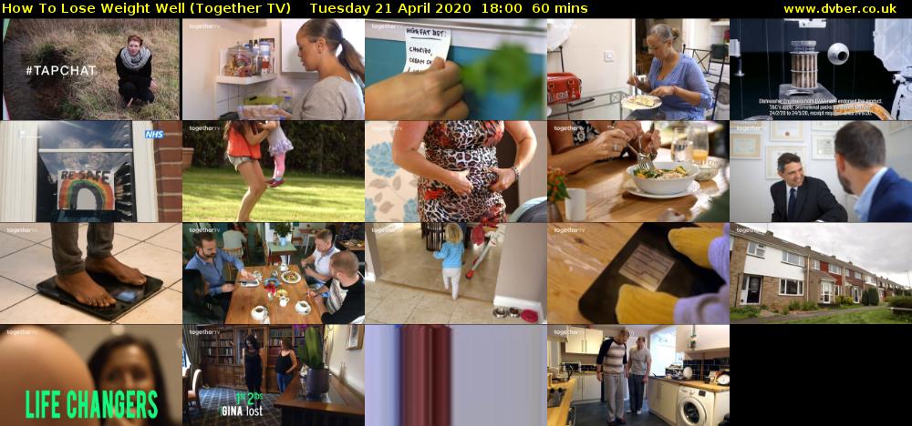 How to Lose Weight Well (Together TV) Tuesday 21 April 2020 18:00 - 19:00